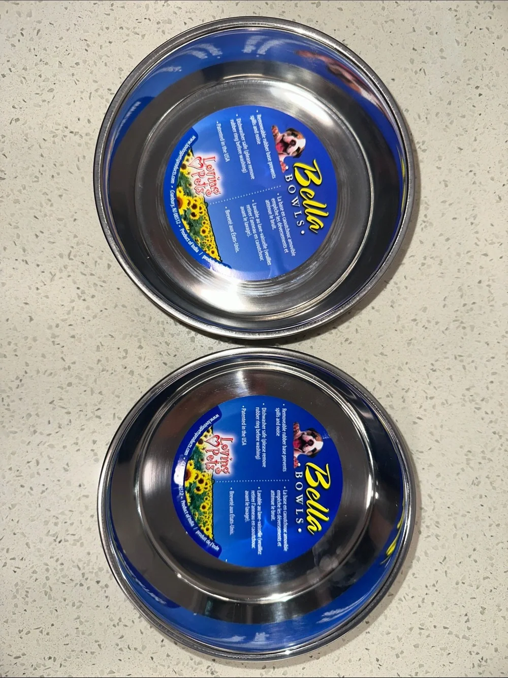 FREE W/ BUNDLE! Bella Stainless Steel Dog Bowls with Paw & Bone Design - Blue